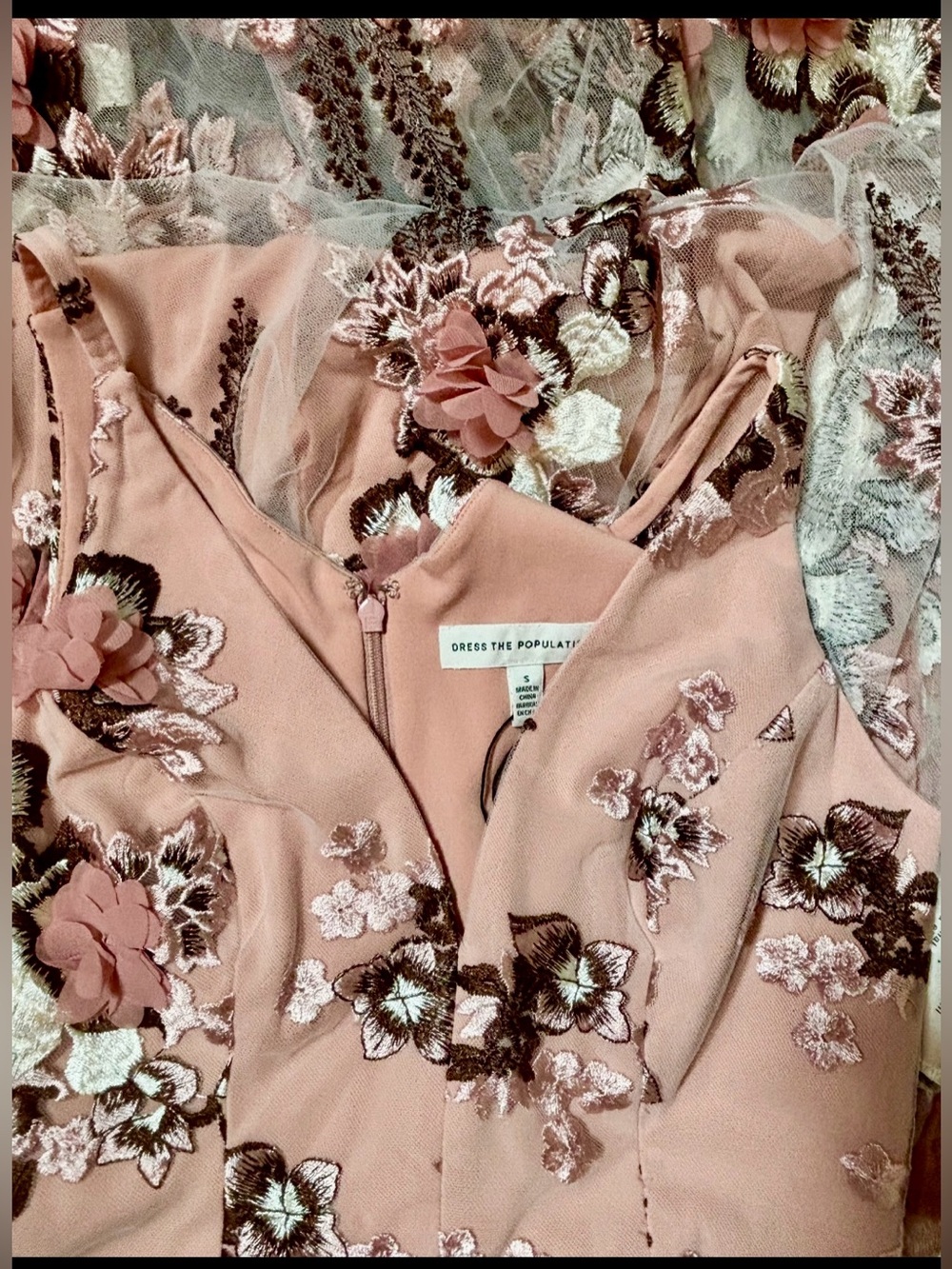 NWT Dress The Population Anthropologie Sidney Embroidered 3D Floral Gown Small - Picture 8 of 8